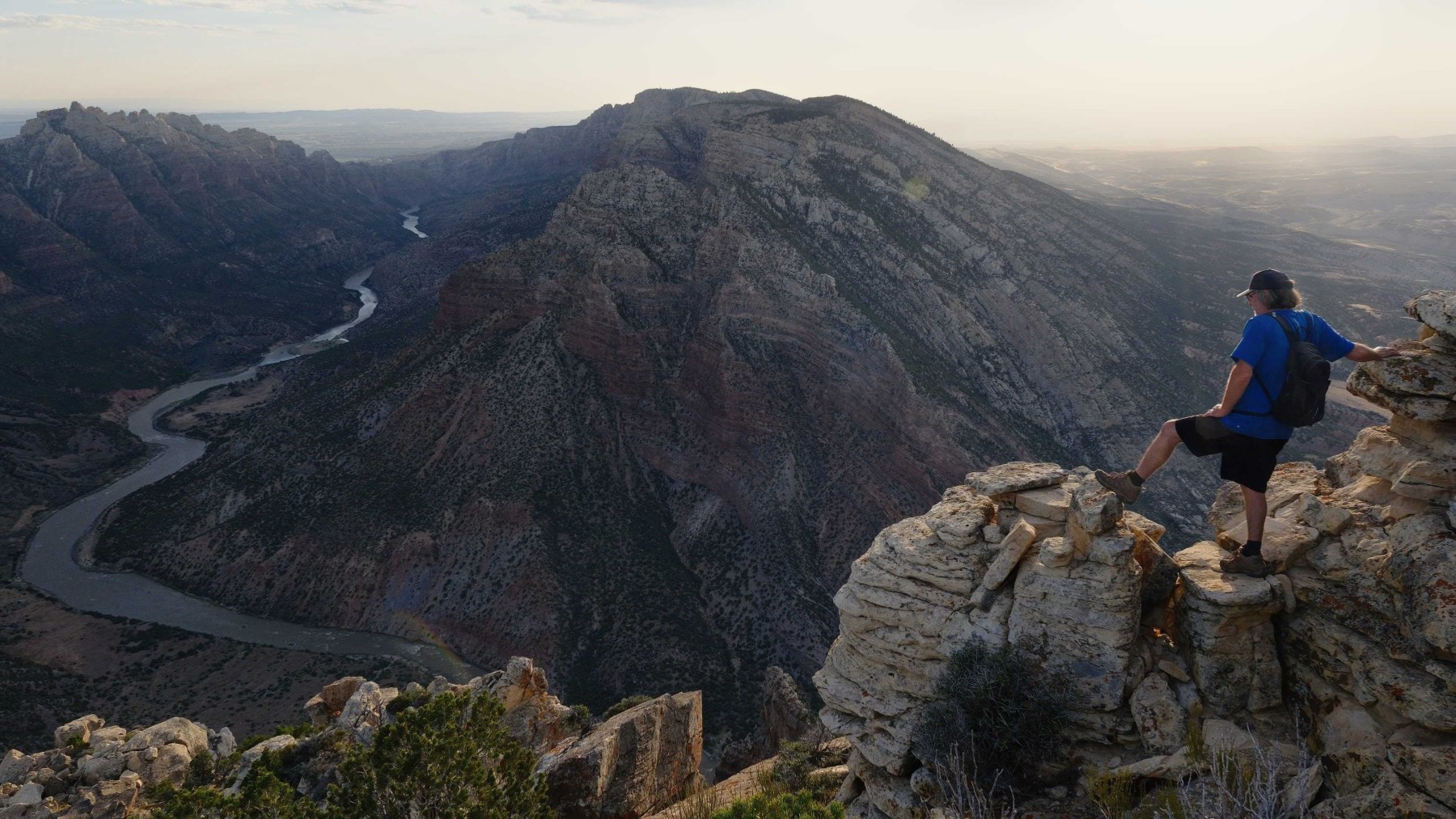 Finally at the end of the trail, my hiking partner and new friend enjoys the view